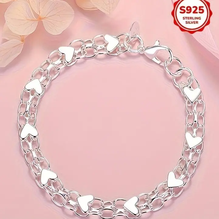 925 Sterling Silver Bracelet - Hypoallergenic, Durable Bohemian Style Daily Wear Accessory, Matching Pair for Couples, Metallic & Pure Silver Bracelets & Bangles, Metallic Silver Bracelets & Bangles, Fashion Jewelry