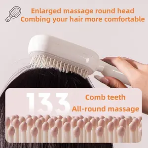 Self-Cleaning Comb with Extendable Brush, One-Button Clean, Anti-Static, Suitable for All Hair Types, Easy to Clean