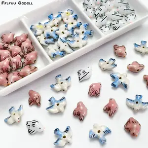 3pcs Hand-Painted Flying Bird Shaped Ceramic Beads, Bagged, Multi-Color Glaze DIY Loose Beads, Suitable for Spring / Easter Handmade Crafts, Bracelet and Necklace Jewelry Accessories