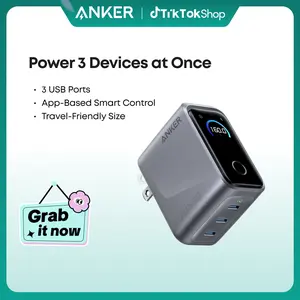 Anker Prime Charger, 160W 3-Port Compact USB-C GaN Charger Block, Smart Display and Touch Control, 140W Max Single-Port Charging, for MacBook, iPad, iPhone 17 / 16 / 15 Series, and More