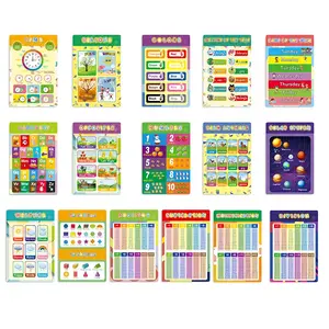16 Pcs Educational Posters for Classroom &Kindergarten - Laminated Prek Learning ChartsABC Alphabet, Shapes, Colors, Weather, Days ofthe Week - 11x16.5 Inches Double LayeredWaterproof - Perfect for Early Education