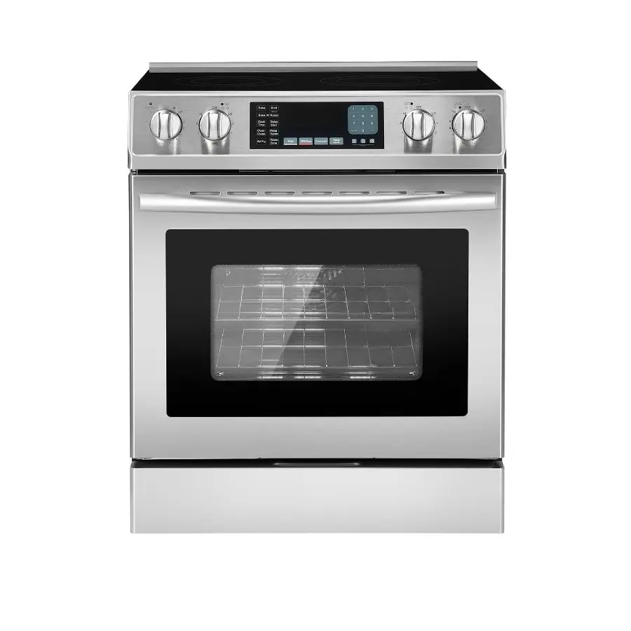VEVOR 30-in Compact Freestanding Electric Range Oven, 4.8 Cu. Ft. Capacity Stainless Steel Kitchen Stove, 5 Burners, Timer, Self-Cleaning, Easy Reach Racks, Storage Drawer (No Power Cord)