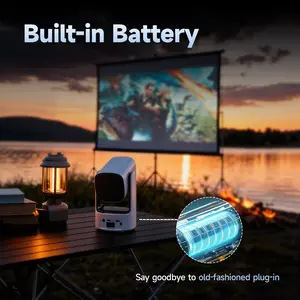 [US Warehouse] W4 Projector 800 ANSI Lumens, Al Auto-Focus, Android 11.0, Dual Wi-Fi 6, 4K Decoding, Bluetooth 5.4, Supports 150-inch Screen, 1920×1080P, Built-in Speakers, 180° Rotation, Mini Portable Home Theater, Outdoor Audio, Gift