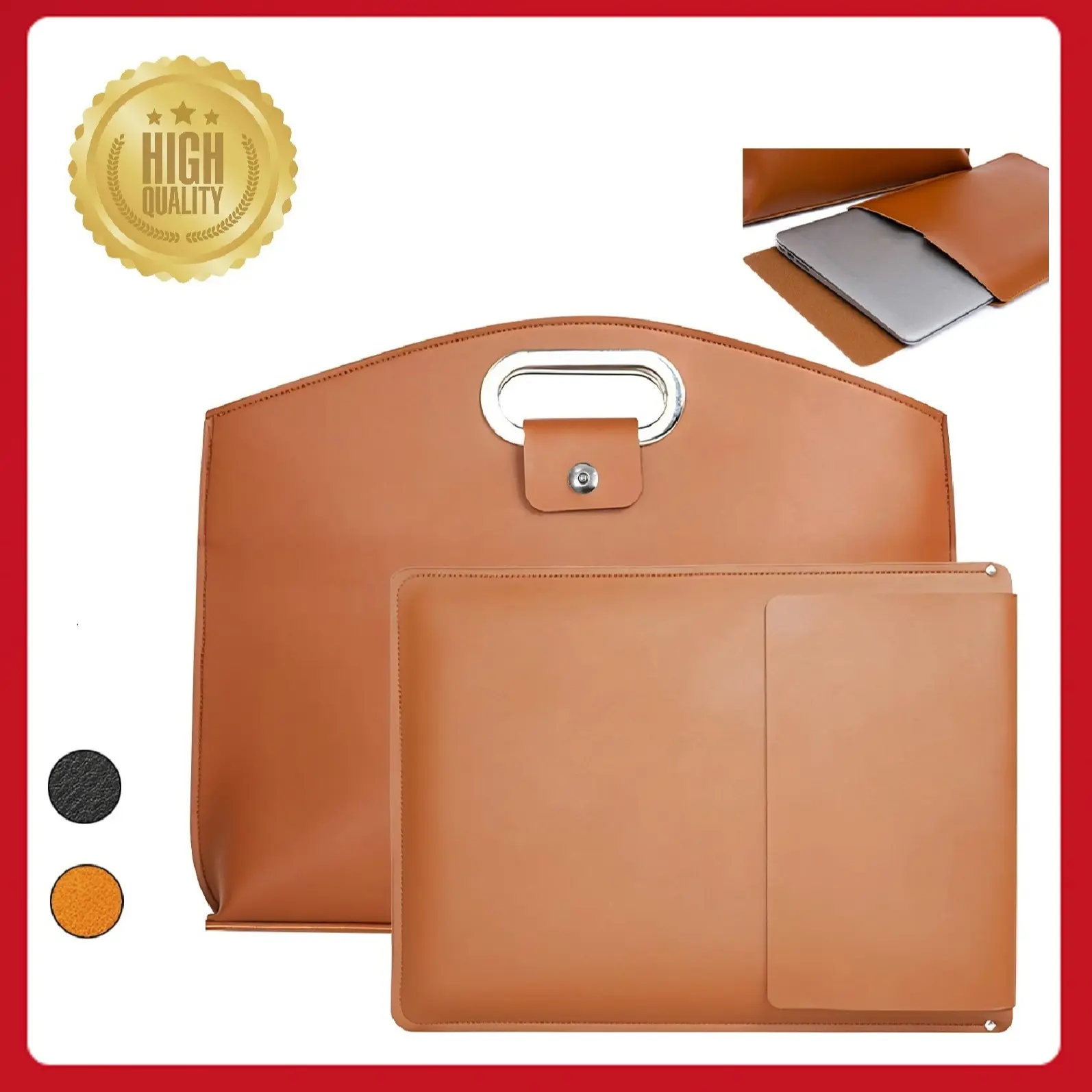Women's 2-Piece Waterproof PU Leather Bag Set - 14-16in for Laptops, iPads & Macbooks, Durable Laptop Work Bags with Chic Tote, Briefcase, Purse & Backpack, Waterproof Material, #TikTokShopBackToSchool, Laptop Travel Bag, Metal Handle,#SohoChic