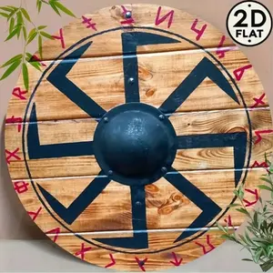 Vintage Nordic Viking Round Wall Art Aluminum Sign Home Decor for Living Room Bar Office 8 Inch Retro Metal Plaque with Shield Design
