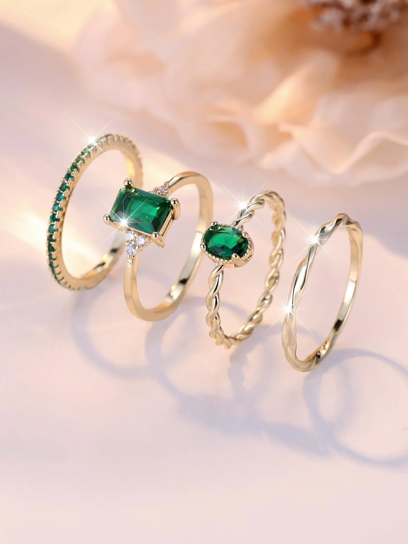 Women's Elegant Artificial Zircon Decorated Rings As Perfect Gift for Girlfriend, Minimalist Temperament Artificial Zircon Inlaid Ring Set for Daily & Party Decoration, Wedding Promise Rings, Artificial Gemstone Ring, Beautiful Rings