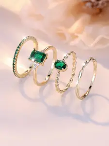 Women's Elegant Artificial Zircon Decorated Rings As Perfect Gift for Girlfriend, Minimalist Temperament Artificial Zircon Inlaid Ring Set for Daily & Party Decoration, Wedding Promise Rings, Artificial Gemstone Ring, Beautiful Rings