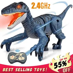 RC Dinosaur Toy for Kids,2.4GHz RC Velociraptor with Skeleton Design,Realistic Roar,LED Eyes & Walking Action,Inspire Creativity | Interactive Gift for Boys & Girls Age 3+