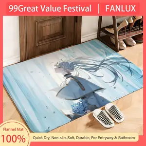 Fantasy Frieren Beyond Journey's End Floor Mat This soft flannel mat provides a cozy Soft flannel mat with quick water absorption, non-slip and durable. Easy to clean, ideal for bathroom and entryway use.