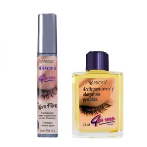 PROSA Mascara and Lash Oil Bundle –  Micro-Fibras + Aceite Para Pestanas - Volumizing Mascara, Eyeliner, and Clear Mascara, Lash growth Makeup Eyelash