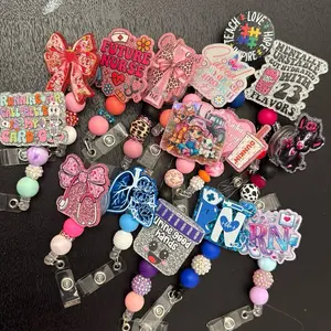 LIVE CLAIM Badge Reel NO BEADS with Assorted Designs and Colorful Beads for Nurses and Medical Professionals