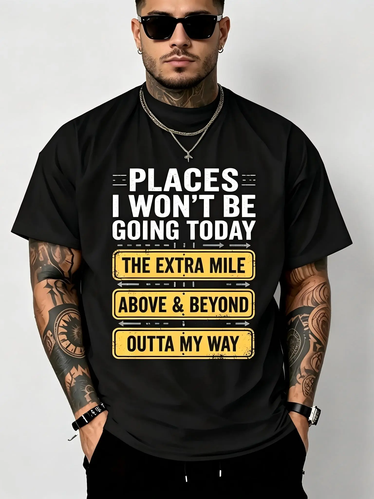 "Places I Won't Be Going Today" Sarcastic T-Shirt for Men – Ultra Soft Cotton Crew Neck, Breathable & Moisture Wicking, Adult Humor Graphic, Comfort Fit for Everyday Wear, Great Gag Gift, Machine Washable