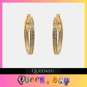 【756】QUEENSDAY Annulus Cubic Ziconia Earrings Anniversary/Birthday/Daily/Promise/For Women/For Girl/For Her Christmas gift