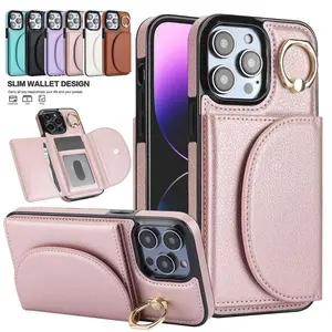 Oceantree Card Case for iPhone 16 Pro Max 15 14 13 12 11 with Adjustable Strap Camera Lens Protection Anti-Loss Wrist Crossbody Cover PU Leather 4-in-1 Shockproof Military-Grade Protection Cellphone#MothersDayGift #GiftsForHer