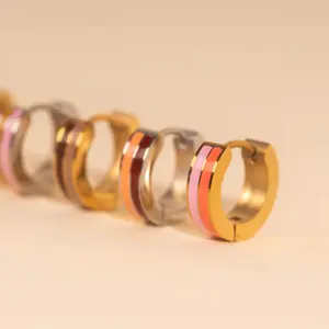 Striped Chunky Huggie Hoop Earrings Striped Chunky Huggie Hoop Earrings