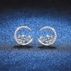 925 sterling silver star and moon earrings,  925 Sterling Silver Gift for her Birthday Mother's Day
