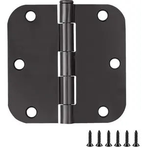 Design House Interior Door Hinges, 3.5 in. x 3.5 in., Rounded, 5/8-in. Radius, Steel, Pre-Lubricated, Door Hardware, Matte Black, 3-Pack, 188904