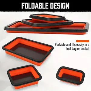 Foldable Magnetic Parts Tray Set, Tool Storage Box, 3 Sizes, for Screws, Bolts, Nuts, Washers, Pins, Men's Tools Gift, Tool Organizer, Tool Storage Kit