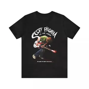 Retro Scott Pilgrim Graphic Heavy Cotton T-Shirt Trendy Music Fan Gift for Men