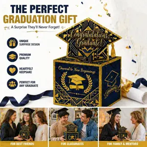Class of 2026 Gift Box – Funny Surprise Gift Idea Kit for Graduation, Congrats Grad Boys Girls High School College, Black Gold