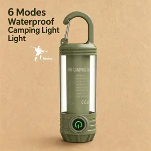 2-in-1 LED Camping Lanterns and flashlights for Hurricane, Hiking, Home, Emergency, Rechargeable Camping Lantern with 6 Lighting Modes, IPX4 Waterproof, Compact Design, One-Hand Hold, Green