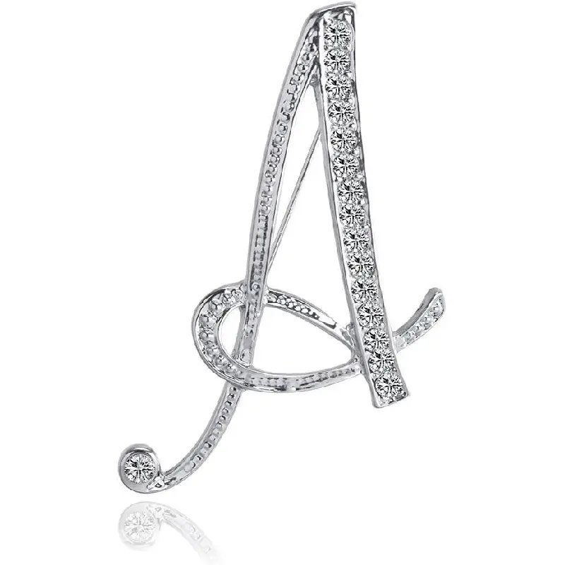 Women's Silvery Rhinestone Initial Letter Brooch Pins, A-Z, Ideal for Christmas, Birthday, Graduation Gifts for Friend, Sister, Crafts Use, Mother, Gift Ideas, Father