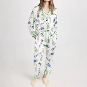 Tequila Bottles Art Satin Pajama Set For Women - SHESHOW