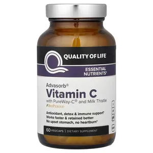 Quality of Life Advasorb® Vitamin C with PureWay-C® and Milk Thistle, 60 Vegicaps