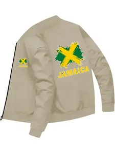 Fashion Trendy Men's Jamaica Flag Pattern Printed Long Sleeve Jacket Casual Style Outerwear for Daily Casual Wear and Outfit Coats