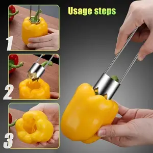 1pc Stainless Steel Fruit Corer, Red Bell Pepper Corer, Vegetable and Fruit Seed Remover, Convenient Kitchen Tool for Quick Removal, Kitchen Gadgets, Suitable for all four seasons.