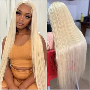 GK 613 Lace Front Wig Human Hair 13X6 Blonde Straight HD Transparent Lace Frontal Wigs Human Hair Pre Plucked 150% Density Blonde Glueless Wigs Human Hair