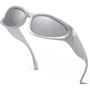 Wrap Around Sports Sunglasses for Men Women Fashion Oval Thick Frame Lightweight Durable Plastic for Outdoor UV400