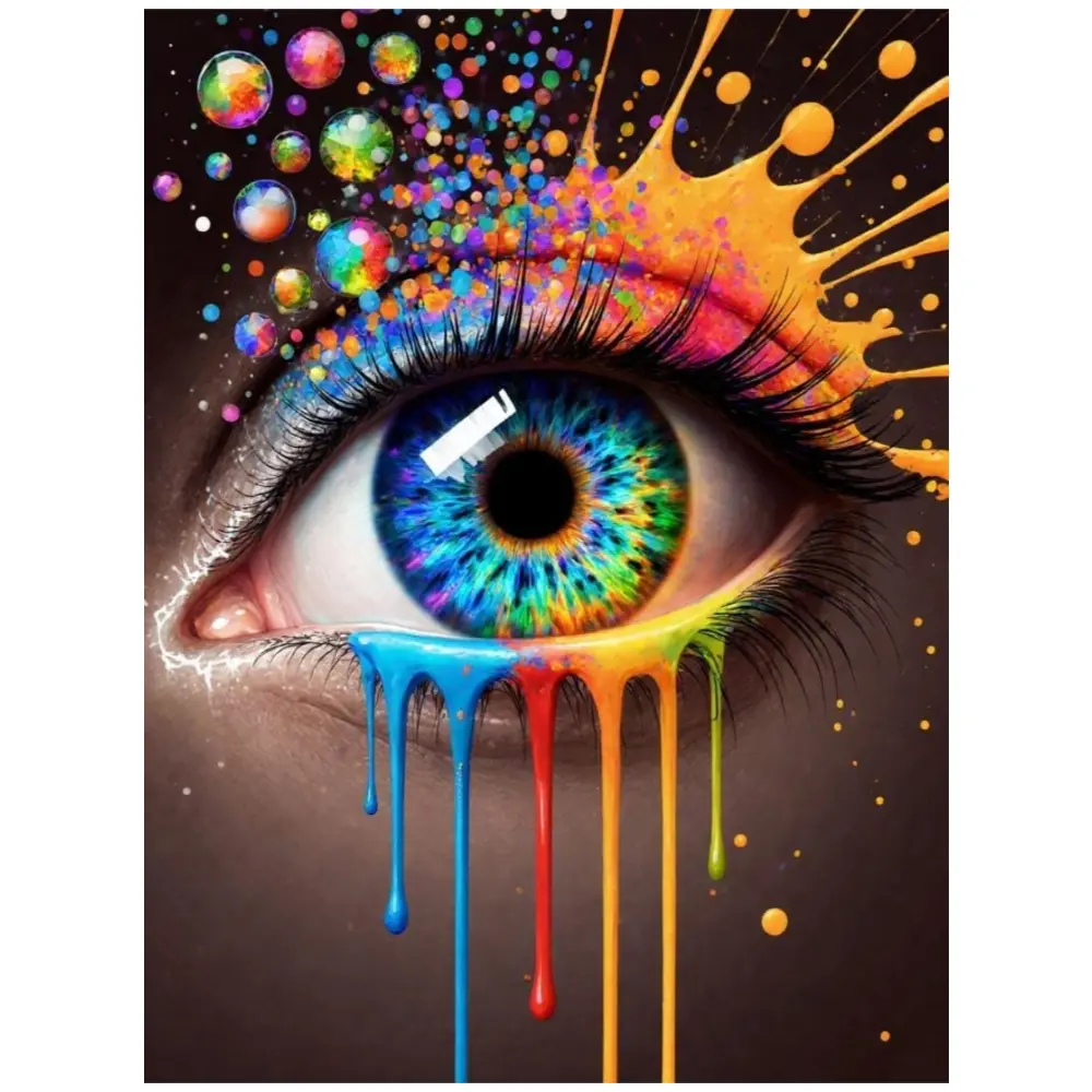 Multiple sizes available including square and round diamonds. This 5D DIY diamond painting set diamond art embroidery kit handmade furniture decor holiday birthday art personalized gift. Colorful paint drip eye wall art DIY Kits