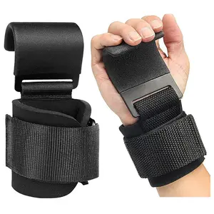Weight Lifting Hooks with Padded Wrist Wraps - Metal Hooks for Secure Hold, Strength Training Fitness Accessories, Padded Wrap