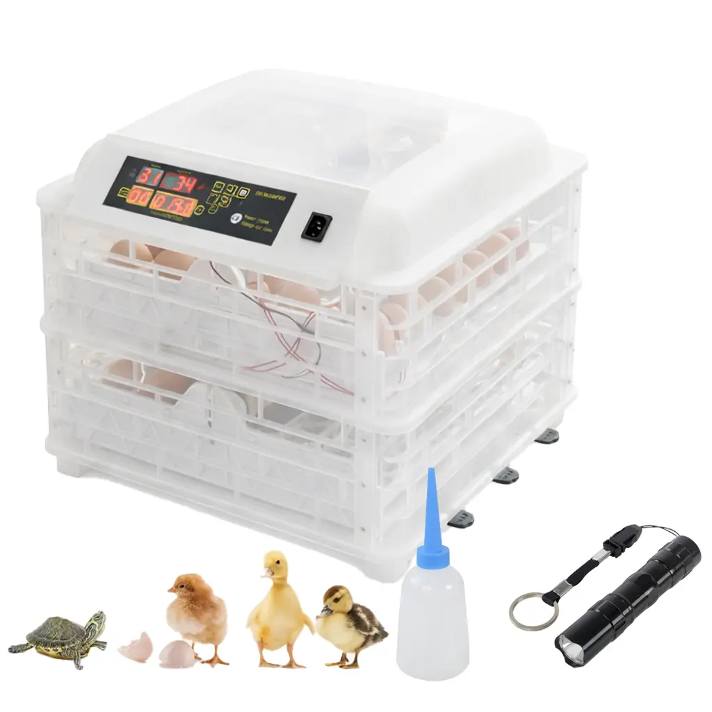 112 Egg Incubator with Automatic Turner, Digital Temperature and Built-in Egg Candler, Visible Digital Auto Turning Poultry Egg Incubator for Hatching Chickens, Quail, Duck, Bird