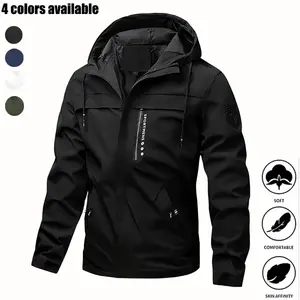 Men's Spring Autumn Waterproof Hooded Parka Casual Jacket