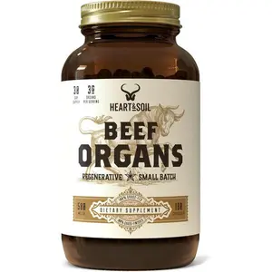 Grass-Fed Beef Organ Supplement 3000mg – with Liver, Heart, Kidney, Pancreas & Spleen for Full-Body Nutrition, Energy & Vitality, Non-GMO, Allergen-Free, 180 Capsules