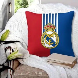 Football Club Throw Pillow (1 Piece, 17.71"×17.7"), Soccer Team Logo Print Decorative Pillow, Soft Plush Cushion for Sofa & Bedroom, Ideal Gift for Soccer Fans & Match Nights (Pillow Core Included)