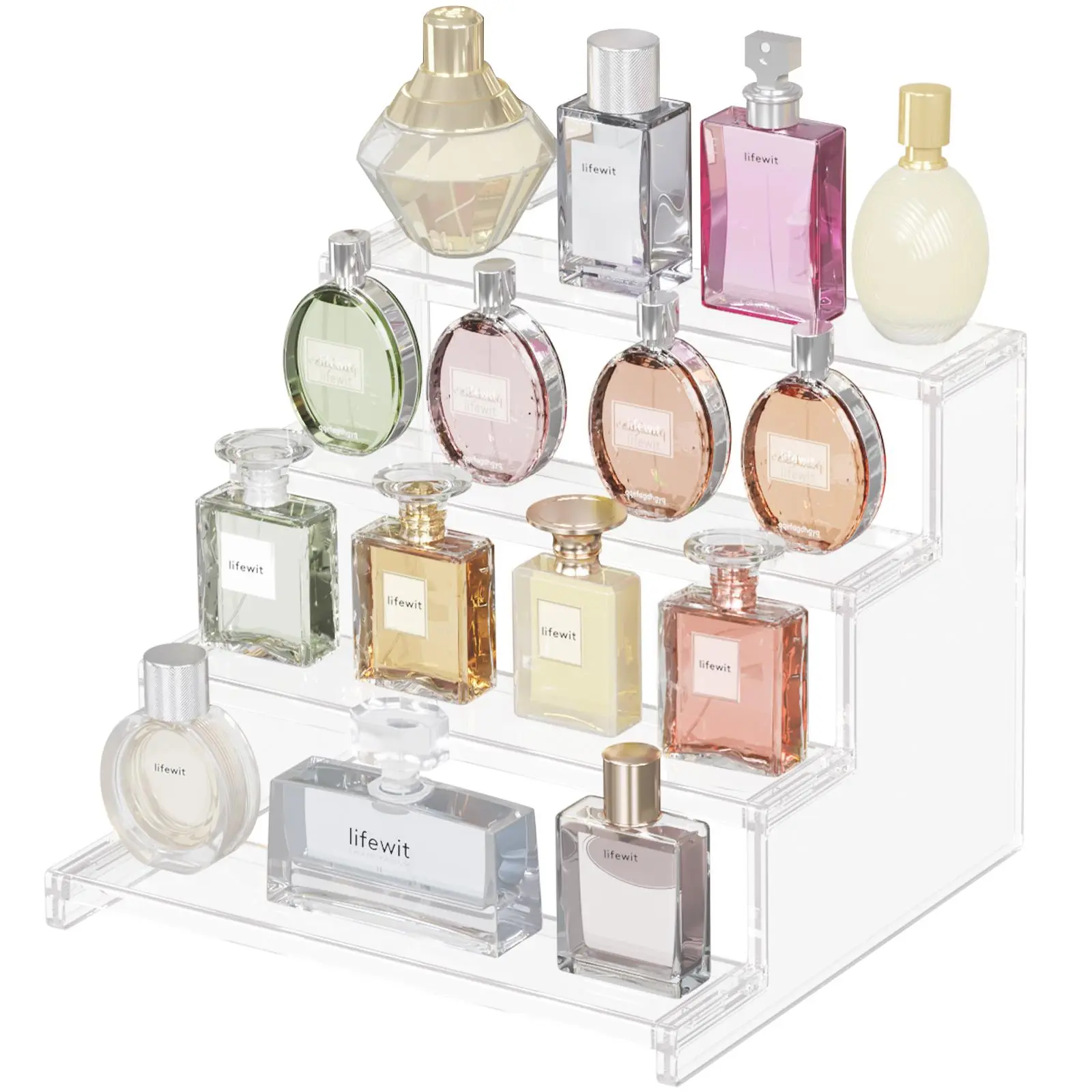 Lifewit 4 Tier Clear Display Stand for Perfume, Cologne, Fragrance, Skincare, Makeup, Dessert - Easy to Install, Multi-Purpose Use