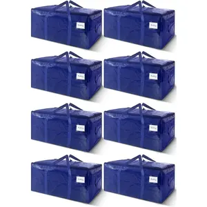 8-Pack Extra Heavy Duty Large Moving Bags with Sturdy Zippers and Handles Sturdy Clothes Storage Bags Tote Bags Moving Boxes College Moving Dark Blue