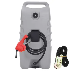 14 Gallon Portable Fuel Tank with Wheels, Red Gas Caddy with Manual Siphon Pump & 10FT Hose, T-Handle for Easy Carry, Included for Cars, ATVs, Boats, Generators - Gray