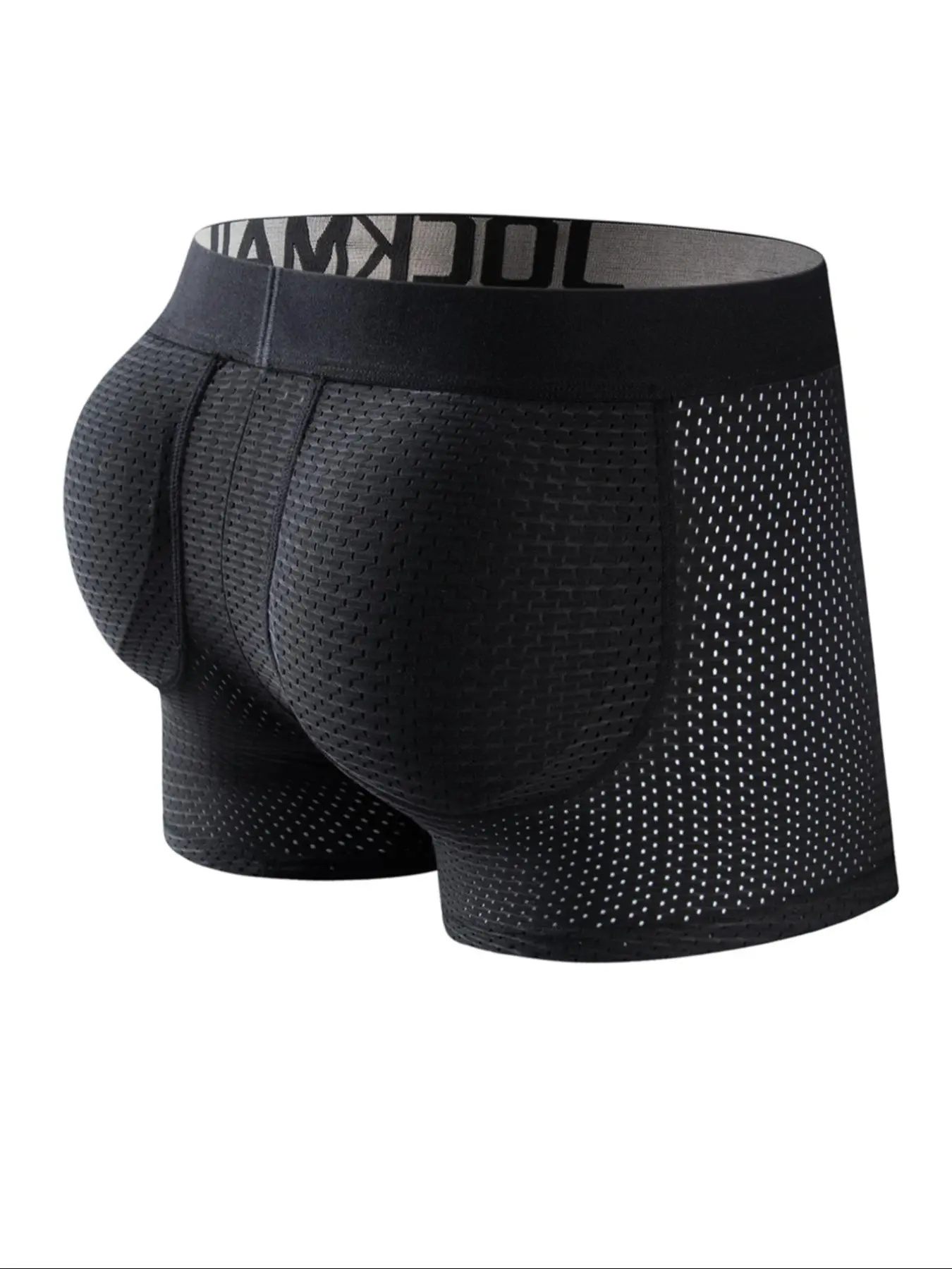 Men's Letter Tape Mesh Boxer Briefs with Removable Padded, Breathable Fabric Comfortable Butt Lift Panty, Underwear for All Seasons, Medium Comfort Menswear