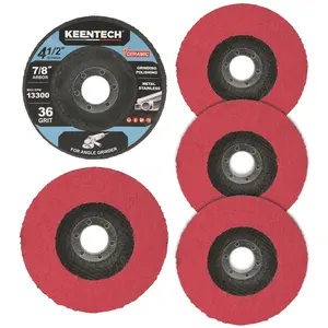 KEENTECH 4-1/2 Inch Ceramic Grinding Disc, 7/8\" Arbor, Heavy Duty Metal Grinding Wheel, Fast Material Removal, Long Life Abrasive Disc for Stainless Steel, Weld Grinding, Rust Removal, 5 Pack