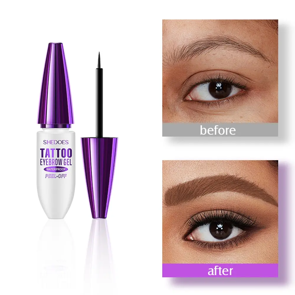 Tattoo Eyebrow Gel, Peel-Off Semi-Permanent Brow Tint, Waterproof & Long-Lasting Up to 3 Days, Natural Fuller Defined Eyebrows, 3Colors Available, Eyebrow Makeup Products