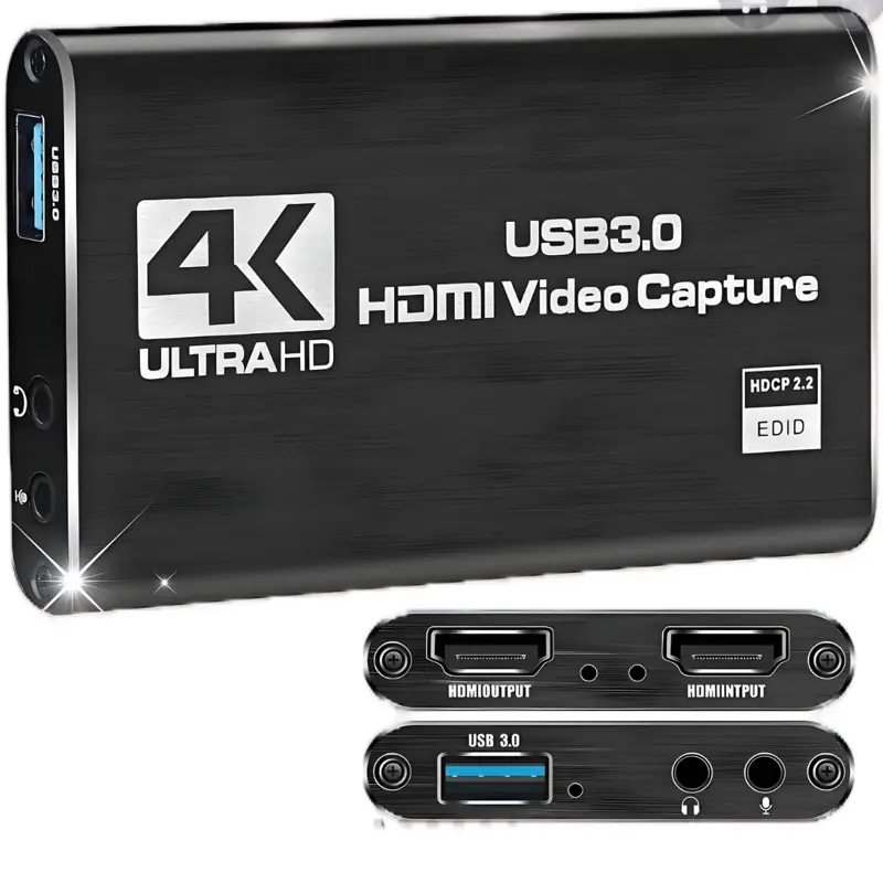 4K Ultra High Definition Video Recording Card - USB 3.0 to HDMI Video Capture Card for Desktops, Consoles, & Smartphones - Portable Compact Design