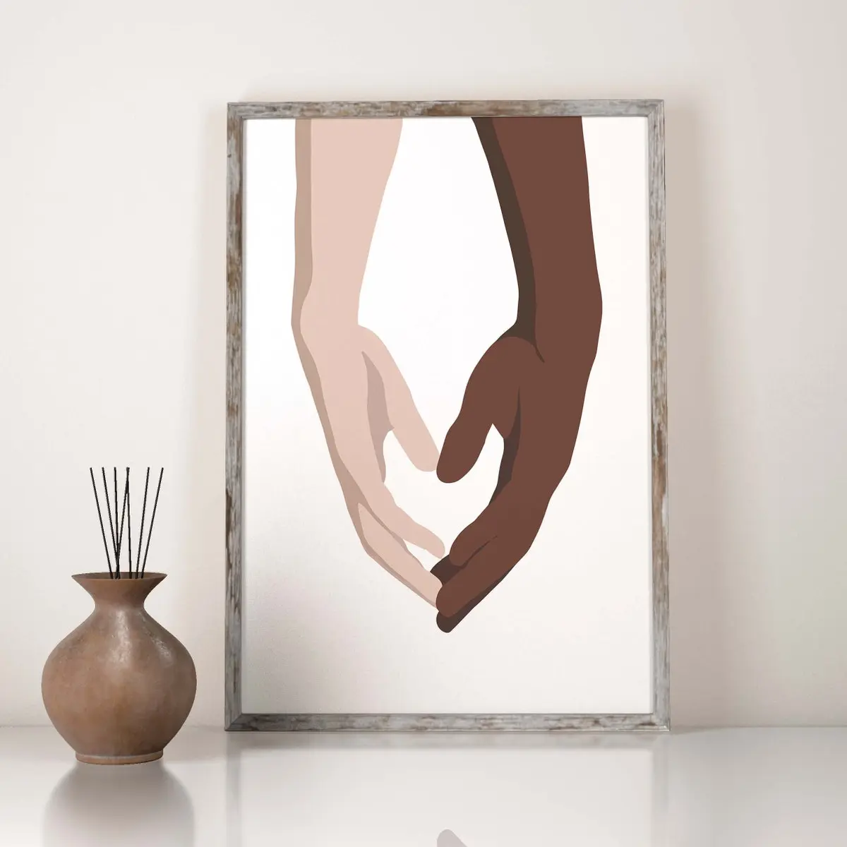 Interracial Hands Wall Art Printable Poster Equality Illustration Home Decor Multi Cultural Wall Print Minimalist Art Room Decoration Unframed