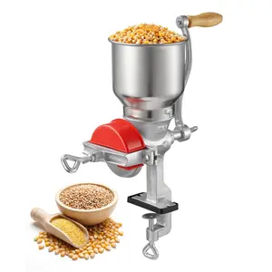 Manual Grain Mill With High Hopper, Hand-Crank Corn Grinder, Heavy Duty Cast Iron Wheat Grinding Mill With Stable Table Clamp And Dust Cover For Grains, Spices, Coffee Beans, Nuts, Ideal For Home Milling, Fresh Flour, Bread Baking