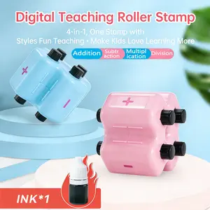 FUN Blitz  Math Teacher 4-in-1 Stamp Roller Addition Subtraction Multiplication Educational Math Toy & Learning Tool for Kids, Parents, Teachers & Homeschool