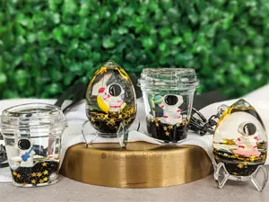 Astronaut Keychain, Black Liquid Key Chain, Rocket Shaker Accessory, Glitter Fidget Toy Bag Charm, Planet Space Travel, Gold Silver Stars cute keychain