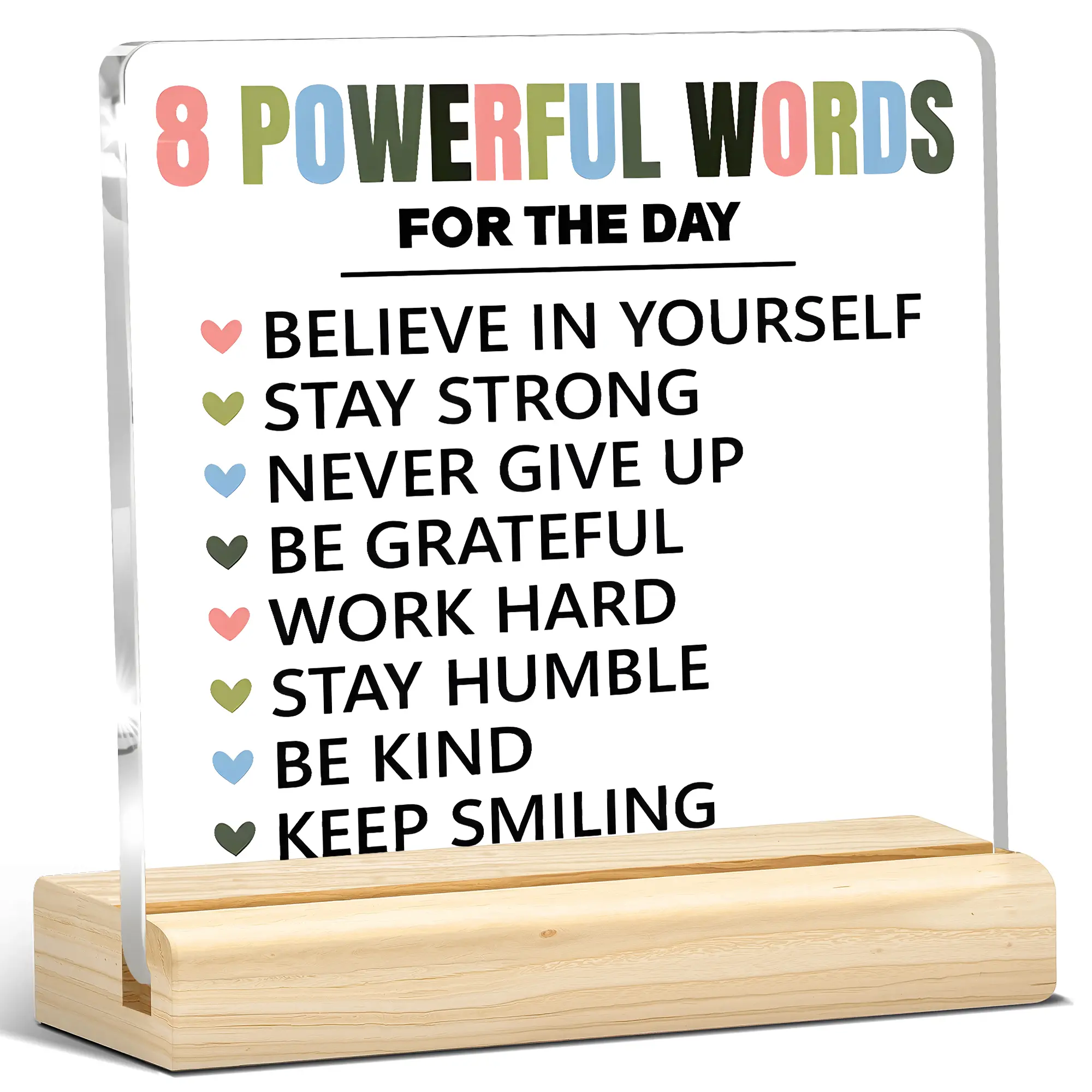 1pc Motivational Quote Acrylic Plaque, Acrylic Signage Plaque, 8 Words List, motivational desk decor, Acrylic desktop decoration, office decor, positive affirmation sign, gifts for women and coworkers Christmas gift, holiday decor, home decor, gifts